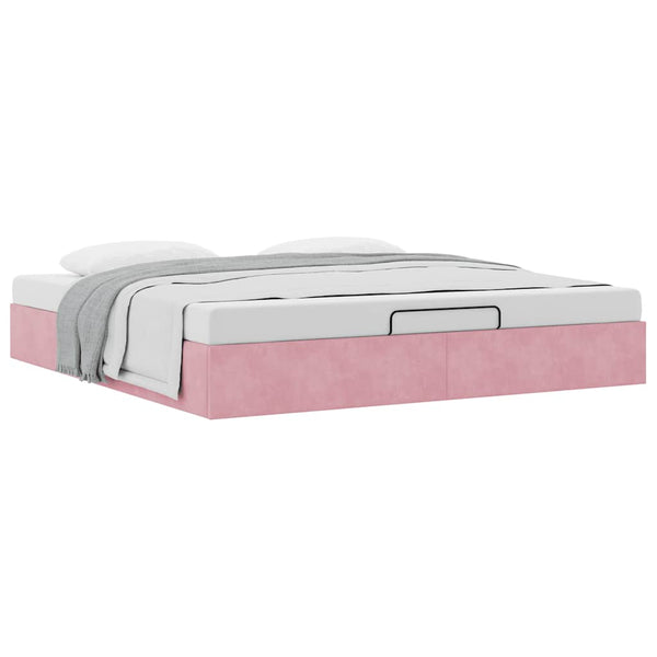 vidaXL Ottoman Bed Frame Pink 200x200 cm Velvet without mattress