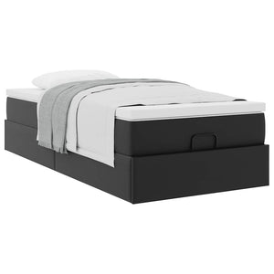 vidaXL Ottoman Bed with Mattress Black 80x200 cm Faux Leather