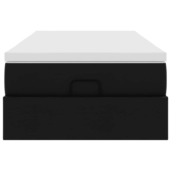 vidaXL Ottoman Bed with Mattress Black 80x200 cm Faux Leather
