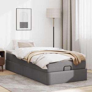 vidaXL Ottoman Bed with Mattress Grey 80x200 cm Faux Leather