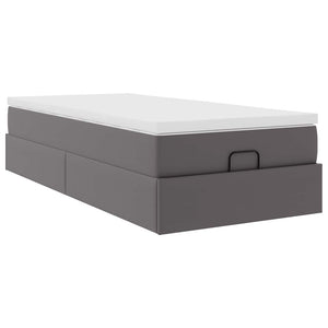 vidaXL Ottoman Bed with Mattress Grey 80x200 cm Faux Leather