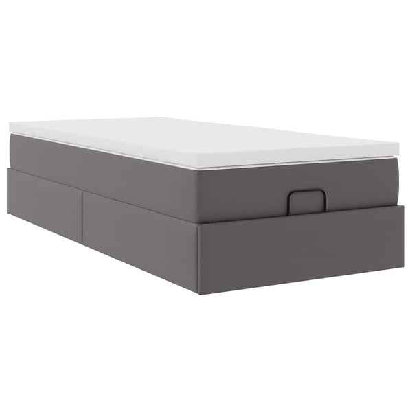 vidaXL Ottoman Bed with Mattress Grey 80x200 cm Faux Leather