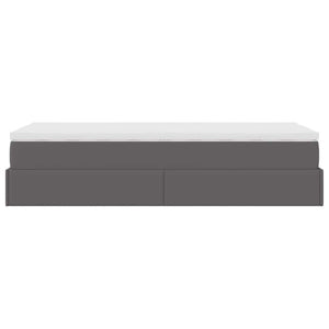vidaXL Ottoman Bed with Mattress Grey 80x200 cm Faux Leather