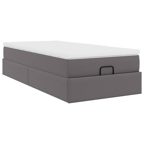 vidaXL Ottoman Bed with Mattress Grey 80x200 cm Faux Leather