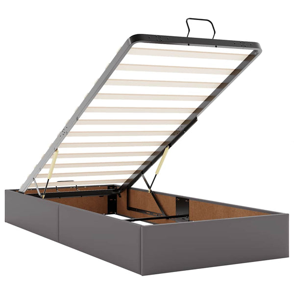 vidaXL Ottoman Bed with Mattress Grey 80x200 cm Faux Leather
