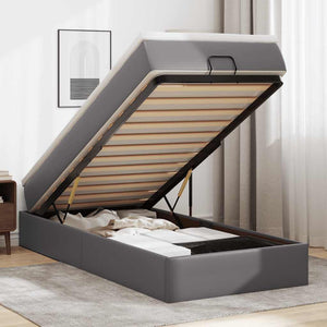 vidaXL Ottoman Bed with Mattress Grey 80x200 cm Faux Leather