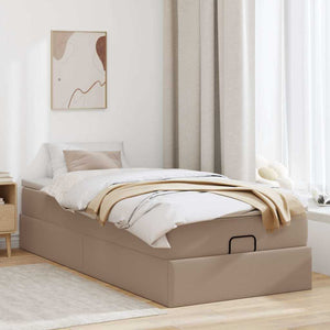 vidaXL Ottoman Bed with Mattress Cappuccino Brown 80x200 cm Faux Leather