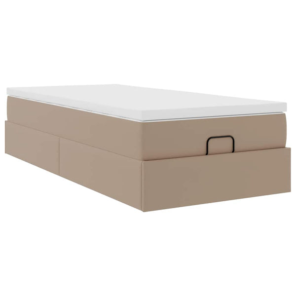 vidaXL Ottoman Bed with Mattress Cappuccino Brown 80x200 cm Faux Leather