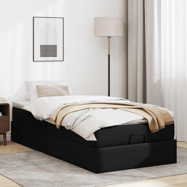 vidaXL Ottoman Bed with Mattress Black 90x190 cm Faux Leather
