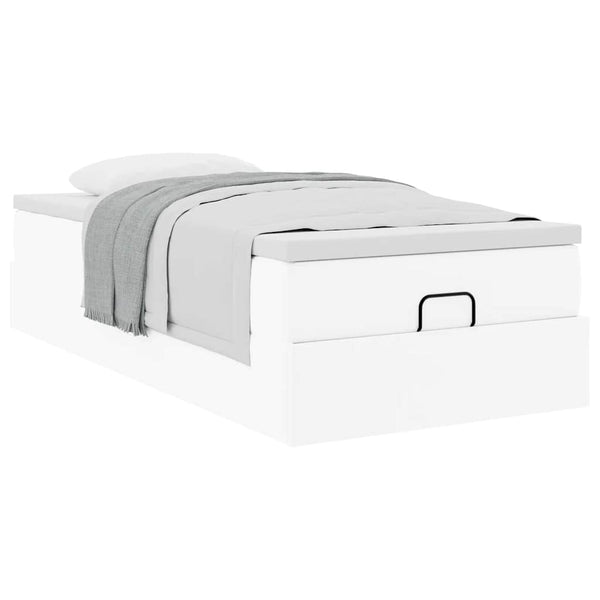 vidaXL Ottoman Bed with Mattress White 90x190 cm Faux Leather