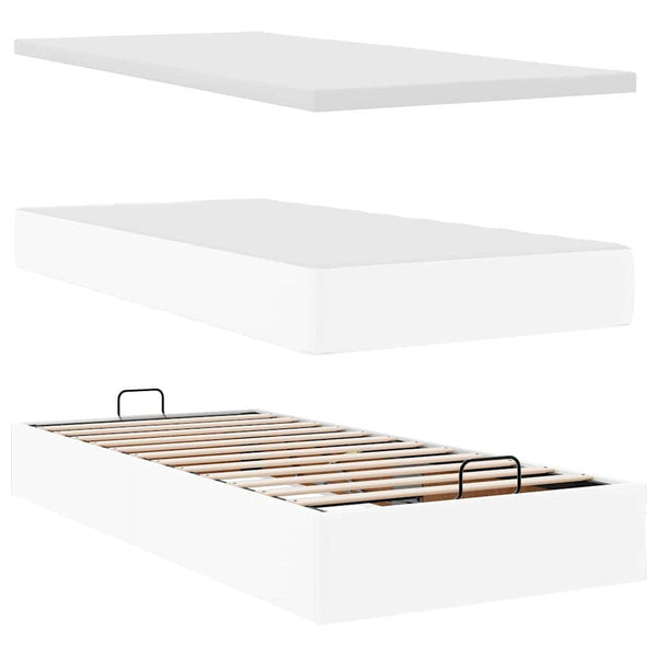 vidaXL Ottoman Bed with Mattress White 90x190 cm Faux Leather