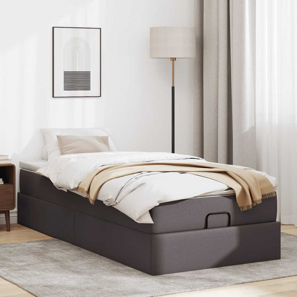 vidaXL Ottoman Bed with Mattress Grey 90x190 cm Faux Leather