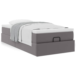 vidaXL Ottoman Bed with Mattress Grey 90x190 cm Faux Leather