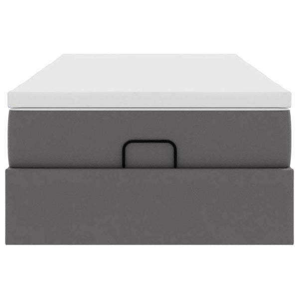 vidaXL Ottoman Bed with Mattress Grey 90x190 cm Faux Leather