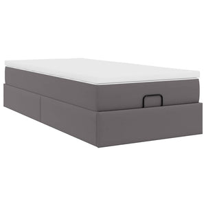vidaXL Ottoman Bed with Mattress Grey 90x190 cm Faux Leather