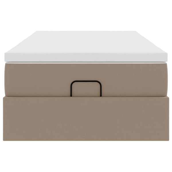 vidaXL Ottoman Bed with Mattress Cappuccino Brown 90x190 cm Faux Leather