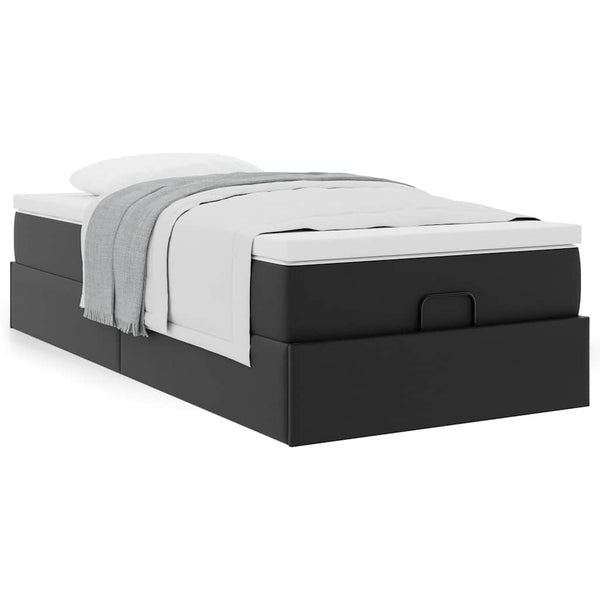 vidaXL Ottoman Bed with Mattress Black 90x200 cm Faux Leather