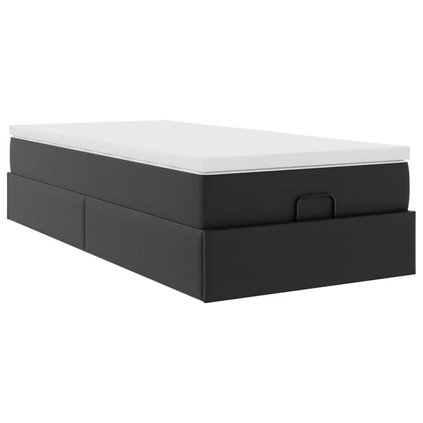 vidaXL Ottoman Bed with Mattress Black 90x200 cm Faux Leather
