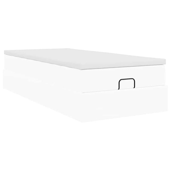 vidaXL Ottoman Bed with Mattress White 90x200 cm Faux Leather