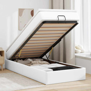vidaXL Ottoman Bed with Mattress White 90x200 cm Faux Leather