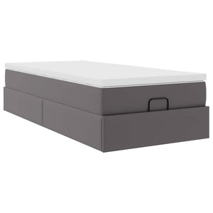 vidaXL Ottoman Bed with Mattress Grey 90x200 cm Faux Leather