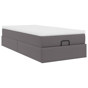 vidaXL Ottoman Bed with Mattress Grey 90x200 cm Faux Leather