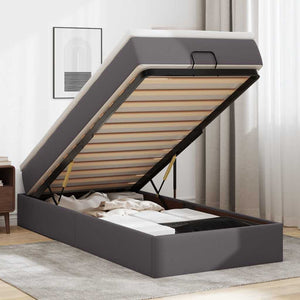 vidaXL Ottoman Bed with Mattress Grey 90x200 cm Faux Leather