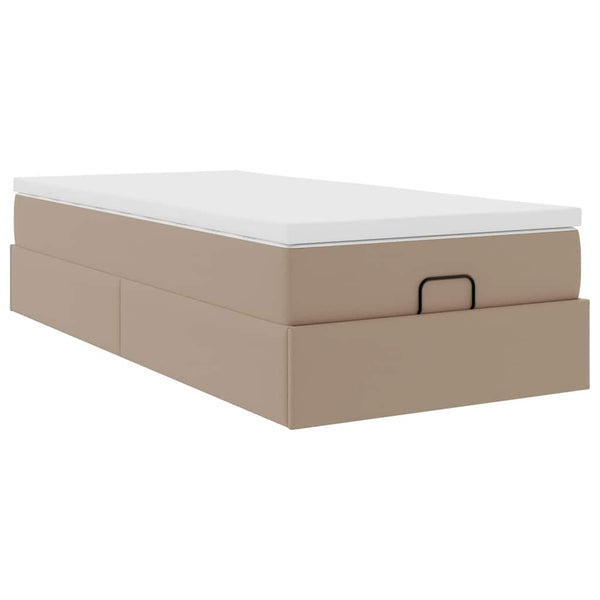 vidaXL Ottoman Bed with Mattress Cappuccino Brown 90x200 cm Faux Leather