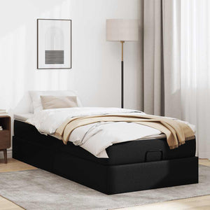 vidaXL Ottoman Bed with Mattress Black 100x200 cm Faux Leather