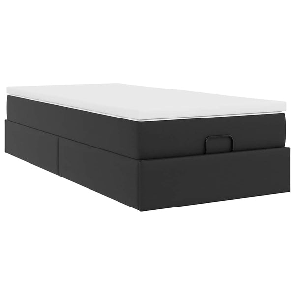 vidaXL Ottoman Bed with Mattress Black 100x200 cm Faux Leather