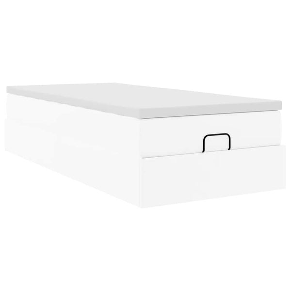 vidaXL Ottoman Bed with Mattress White 100x200 cm Faux Leather