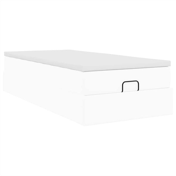 vidaXL Ottoman Bed with Mattress White 100x200 cm Faux Leather