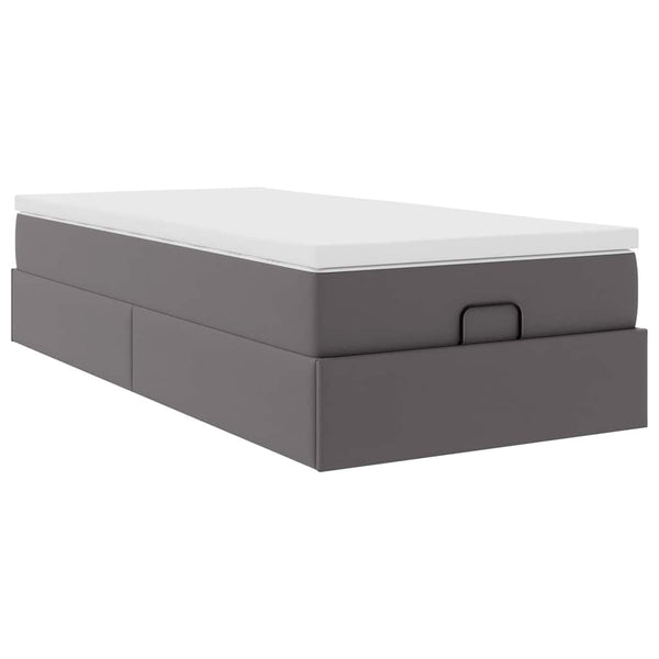 vidaXL Ottoman Bed with Mattress Grey 100x200 cm Faux Leather