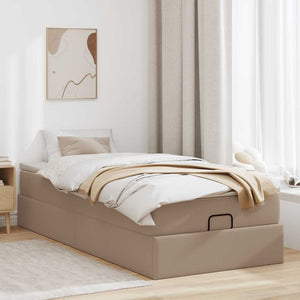 vidaXL Ottoman Bed with Mattress Cappuccino Brown 100x200cm Faux Leather