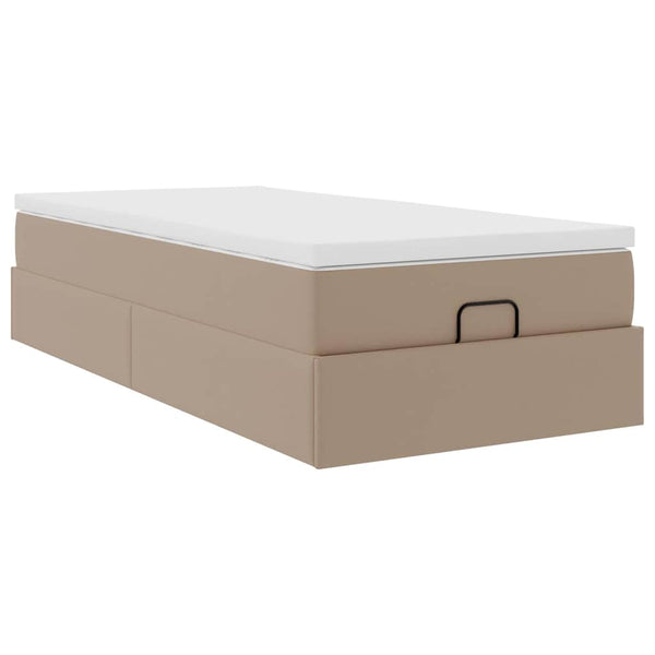 vidaXL Ottoman Bed with Mattress Cappuccino Brown 100x200cm Faux Leather