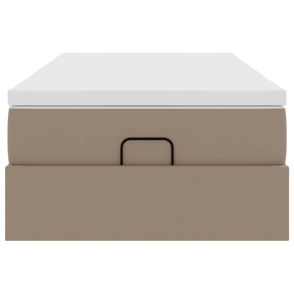 vidaXL Ottoman Bed with Mattress Cappuccino Brown 100x200cm Faux Leather