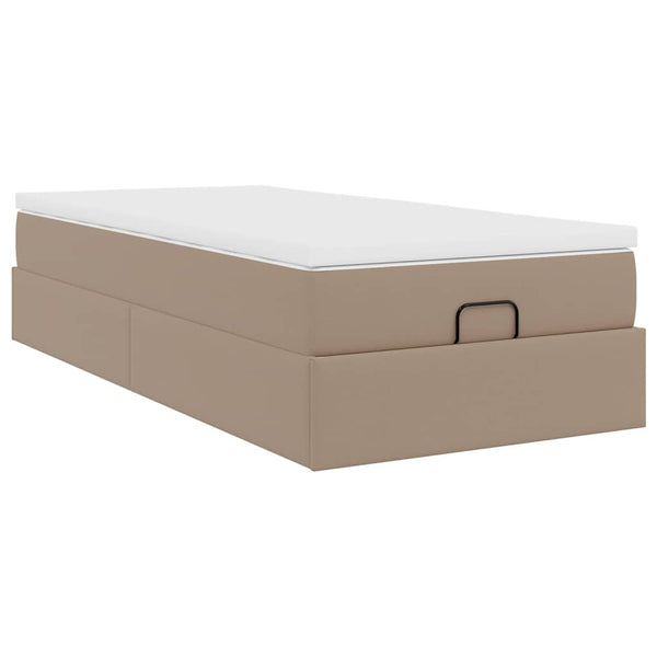 vidaXL Ottoman Bed with Mattress Cappuccino Brown 100x200cm Faux Leather