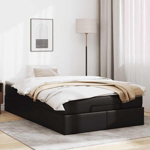 vidaXL Ottoman Bed with Mattress Black 120x190 cm Faux Leather