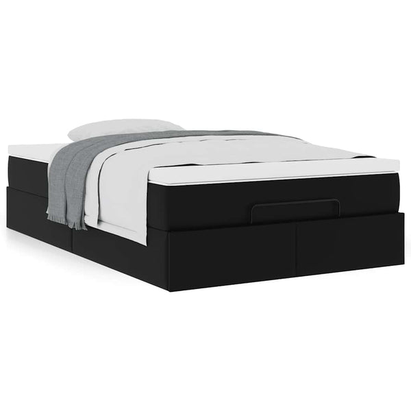 vidaXL Ottoman Bed with Mattress Black 120x190 cm Faux Leather