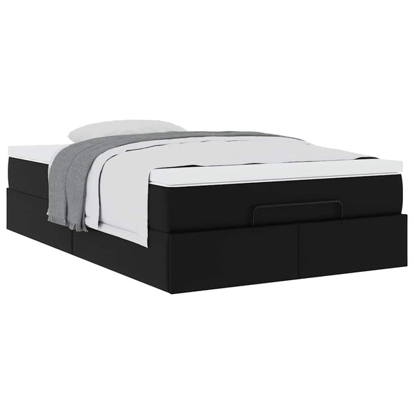 vidaXL Ottoman Bed with Mattress Black 120x190 cm Faux Leather