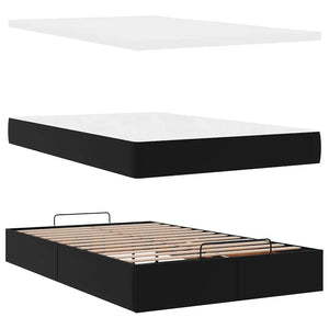 vidaXL Ottoman Bed with Mattress Black 120x190 cm Faux Leather