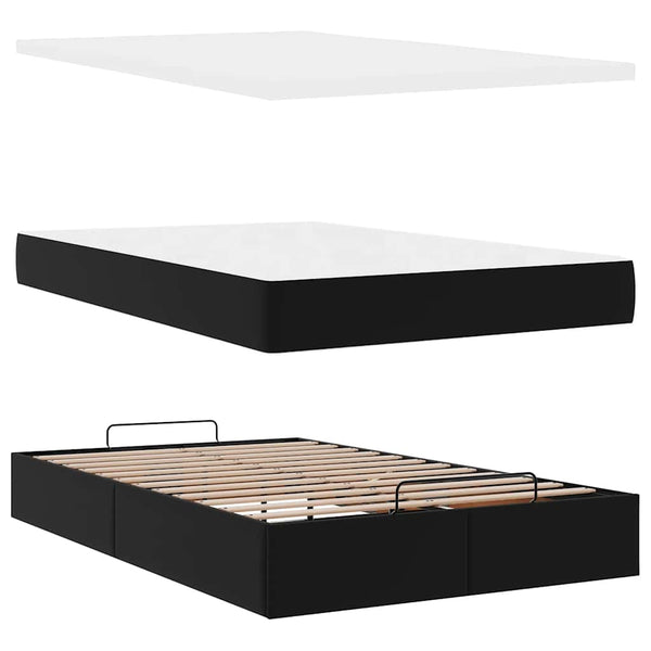 vidaXL Ottoman Bed with Mattress Black 120x190 cm Faux Leather