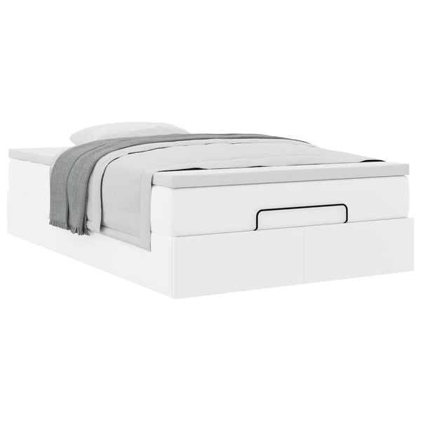 vidaXL Ottoman Bed with Mattress White 120x190 cm Faux Leather