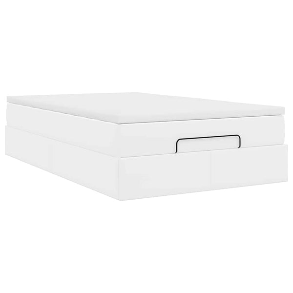 vidaXL Ottoman Bed with Mattress White 120x190 cm Faux Leather