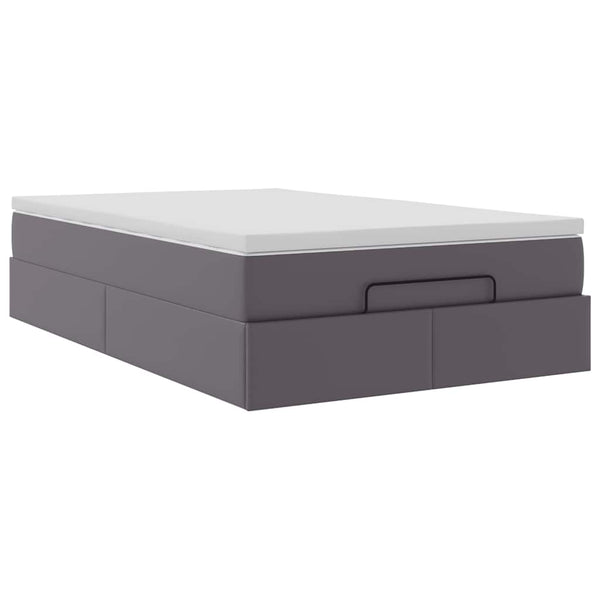 vidaXL Ottoman Bed with Mattress Grey 120x190 cm Artificial Leather