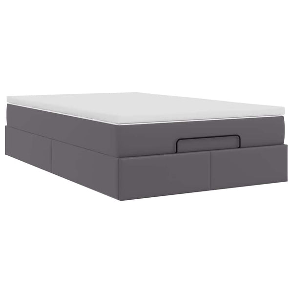 vidaXL Ottoman Bed with Mattress Grey 120x190 cm Artificial Leather