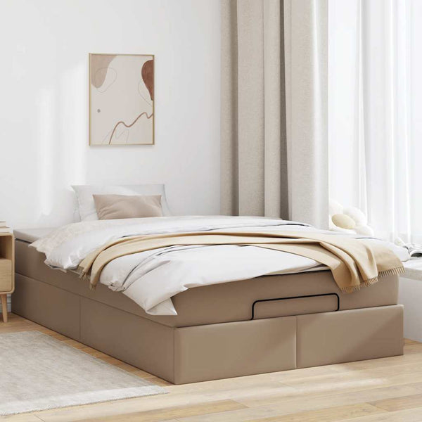 vidaXL Ottoman Bed with Mattress Cappuccino Brown 120x190cm Faux Leather