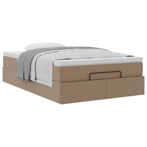 vidaXL Ottoman Bed with Mattress Cappuccino Brown 120x190cm Faux Leather