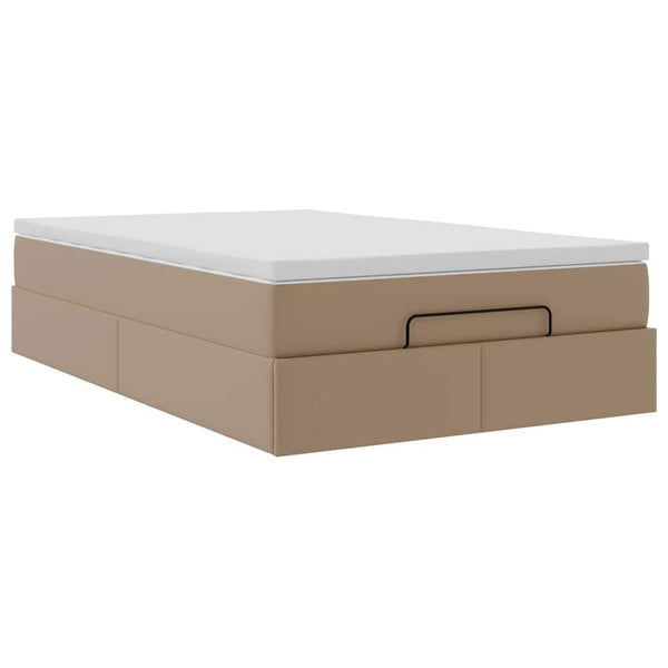 vidaXL Ottoman Bed with Mattress Cappuccino Brown 120x190cm Faux Leather