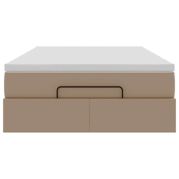 vidaXL Ottoman Bed with Mattress Cappuccino Brown 120x190cm Faux Leather